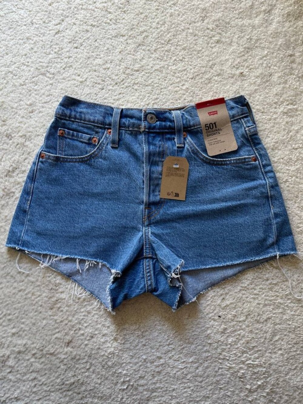 NWT Levi's Blue 501 High Rise Cutoff Denim Shorts Size 24